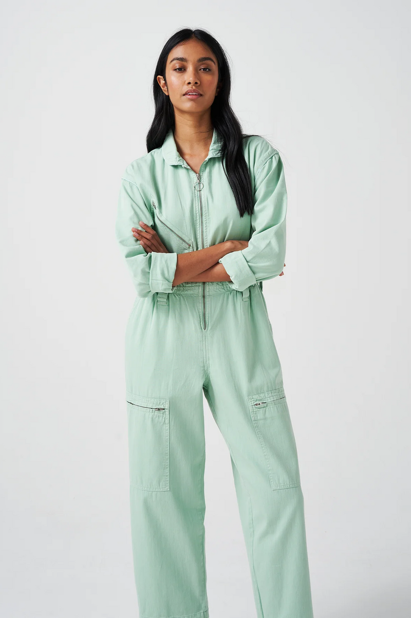 Seventy + Mochi Amelia All In One Washed Mint Jumpsuit - The Mercantile London