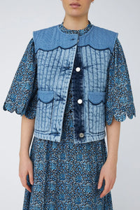 Stella Nova Denim Blue Quilted Vest - The Mercantile London