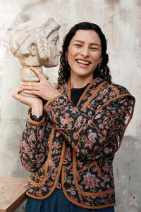 Louise Misha Nelina Black & Cream Floral Jacket - The Mercantile London