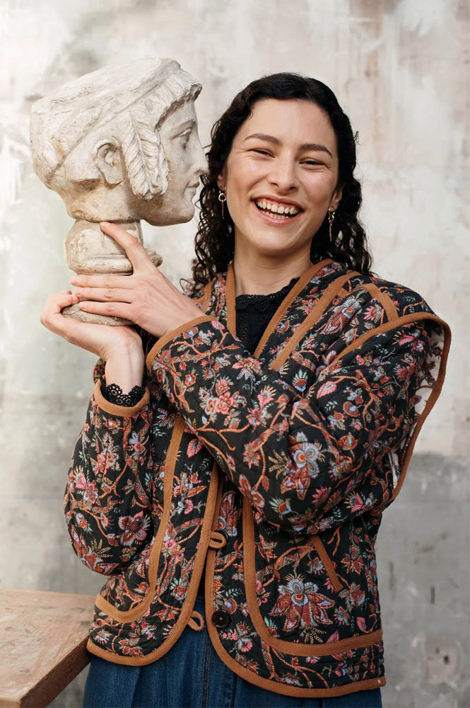 Louise Misha Nelina Black & Cream Floral Jacket - The Mercantile London