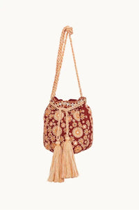 M.A.B.E Suri Rust & Mirrors Embroidered Pouch Bag - The Mercantile London