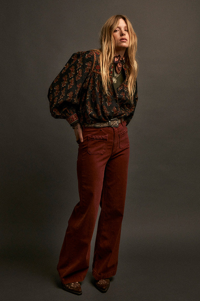 Maison Hotel Scarlet Black Coffee Blouse - The Mercantile London