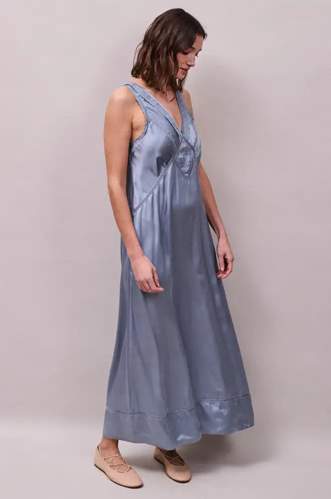 Faune Primrose Cornflower Blue Slip Dress - The Mercantile London