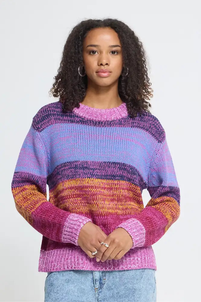 ICHi Alinea Meadow Mauve Striped Knitted Jumper