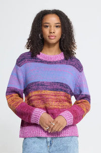 ICHi Alinea Meadow Mauve Striped Knitted Jumper
