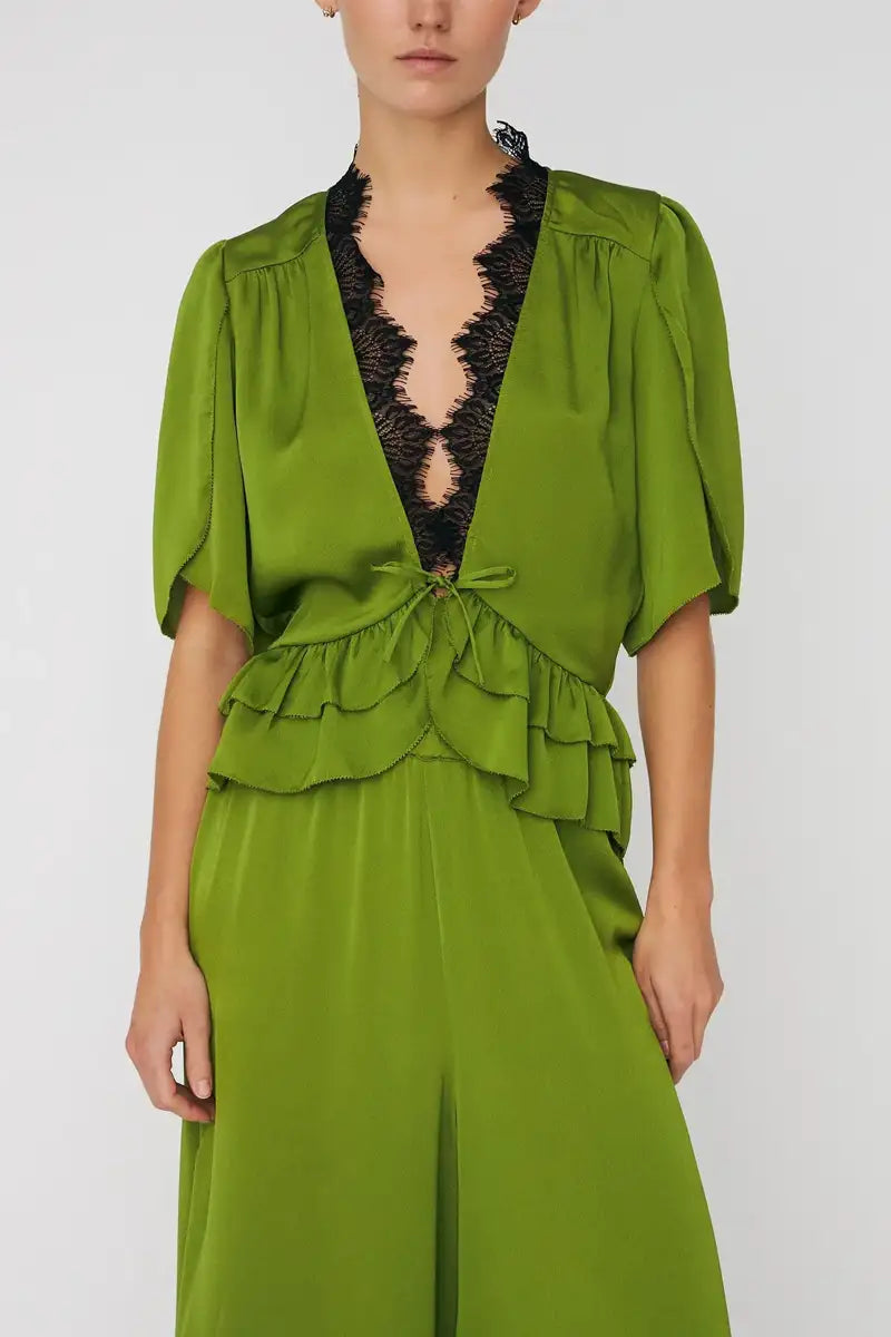 Stella Nova Green Flash Delicate Tieband Blouse - The Mercantile London