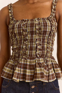 Damson Madder Raphi Cocoa Check Cami Top
