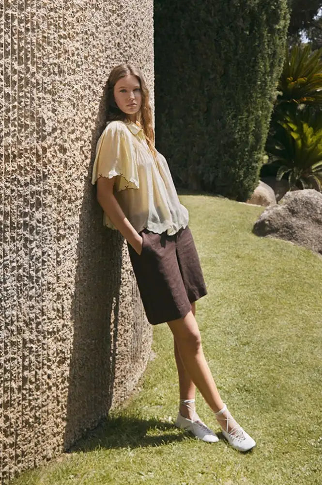 Yerse Chocolate Linen Shorts - The Mercantile London