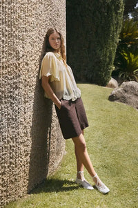 Yerse Chocolate Linen Shorts - The Mercantile London