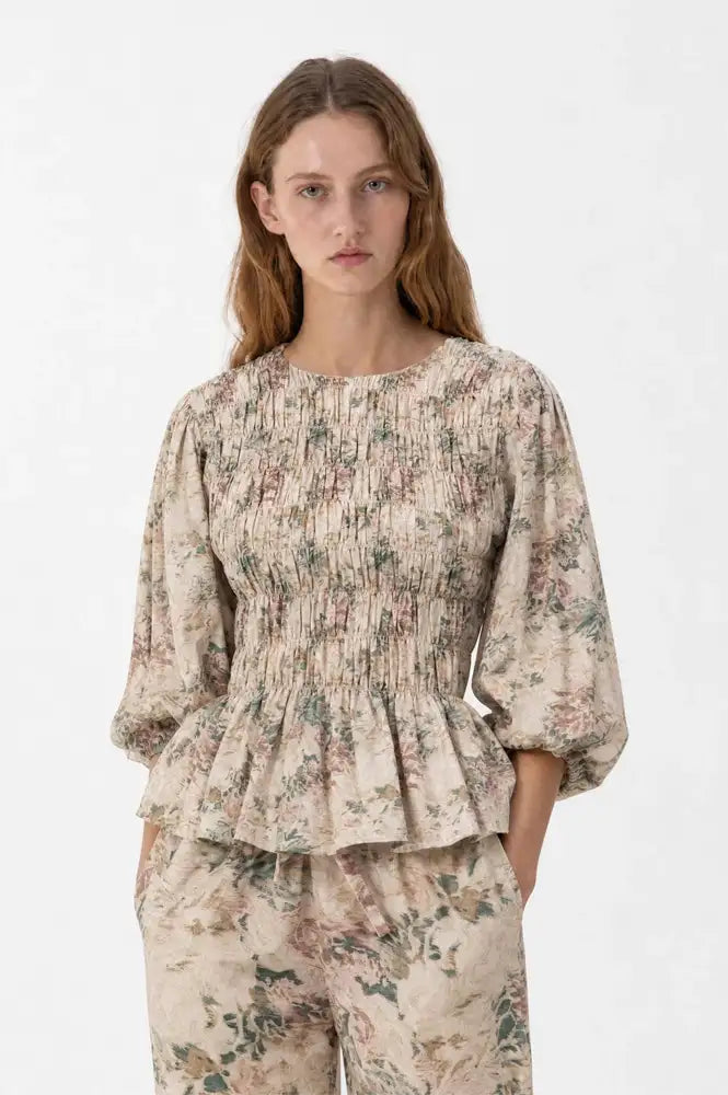 Carmen Says Automne Floral Smocked Blouse - The Mercantile London