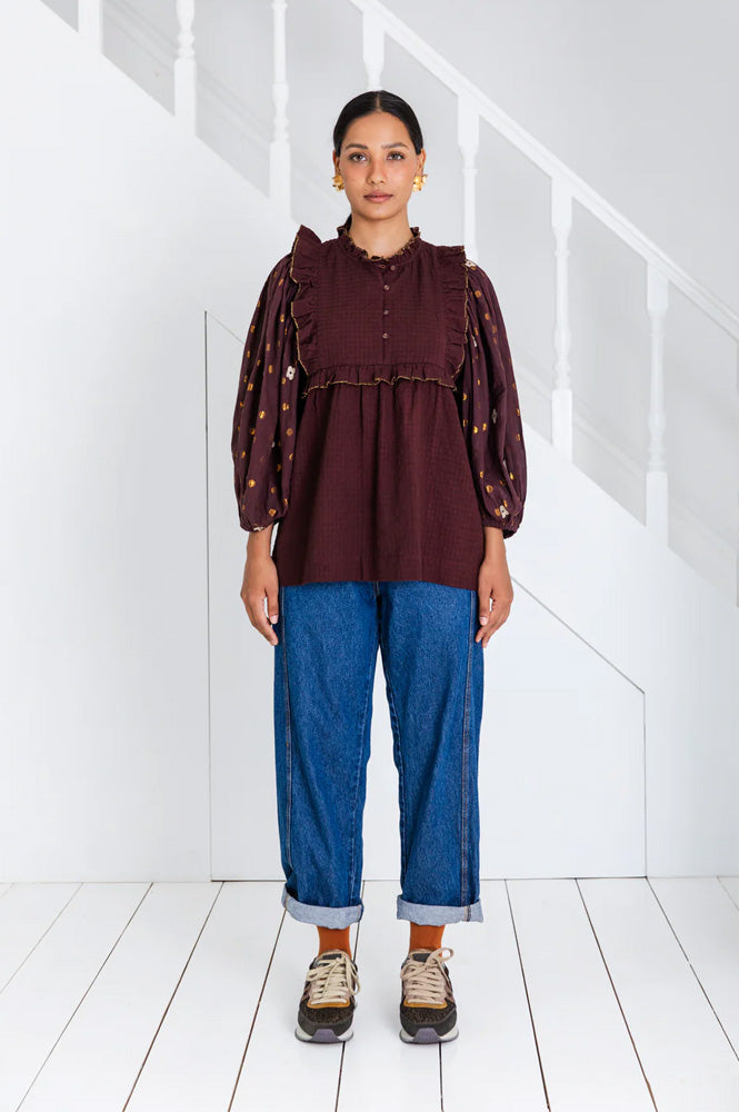 Bonté Rosa Chocolate Blouse - The Mercantile London