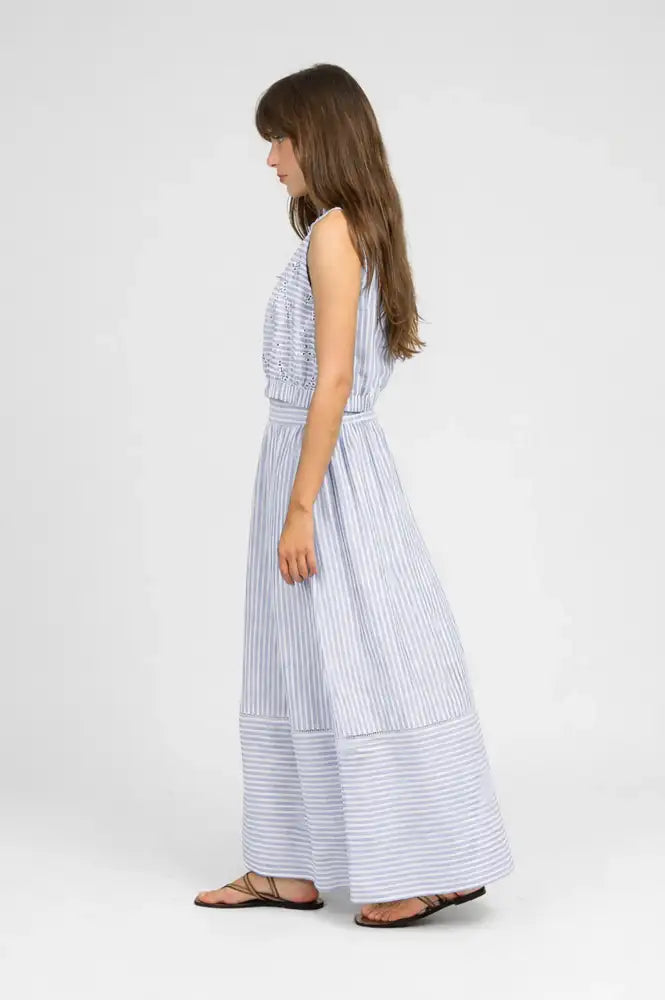 An'ge Ralyta Blue Striped Skirt - The Mercantile London