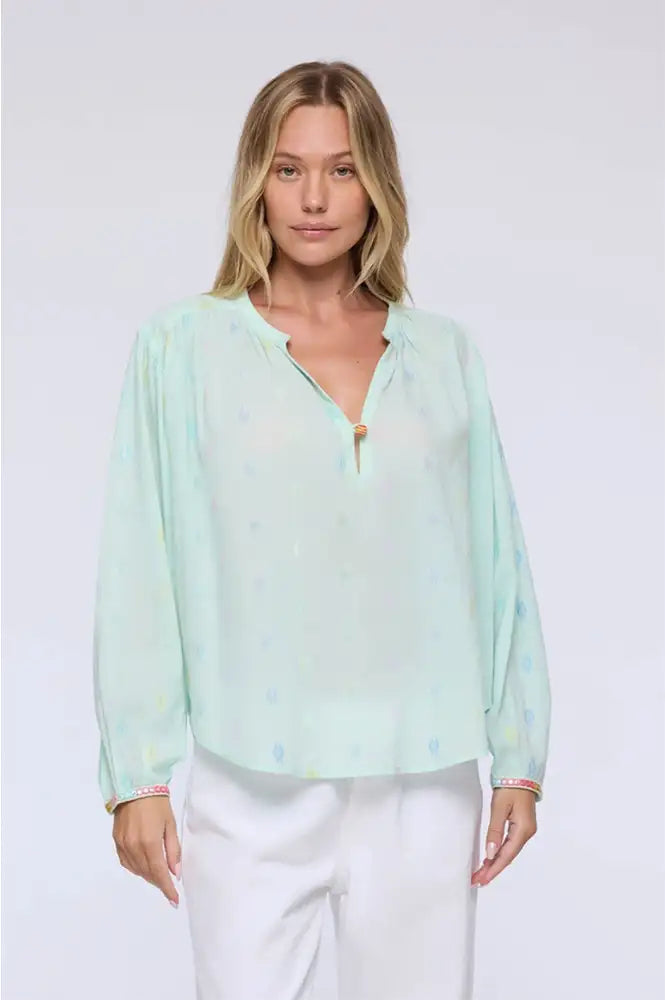 Charlie Joe Adua Aqua Embroidered Blouse - The Mercantile London