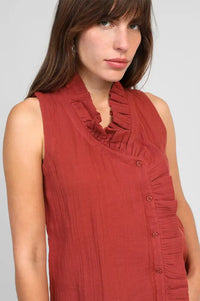 An'ge Siloe Chocolate Sleeveless Blouse - The Mercantile London