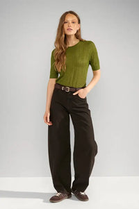 Numph Misla Calla Green Short Sleeve Top