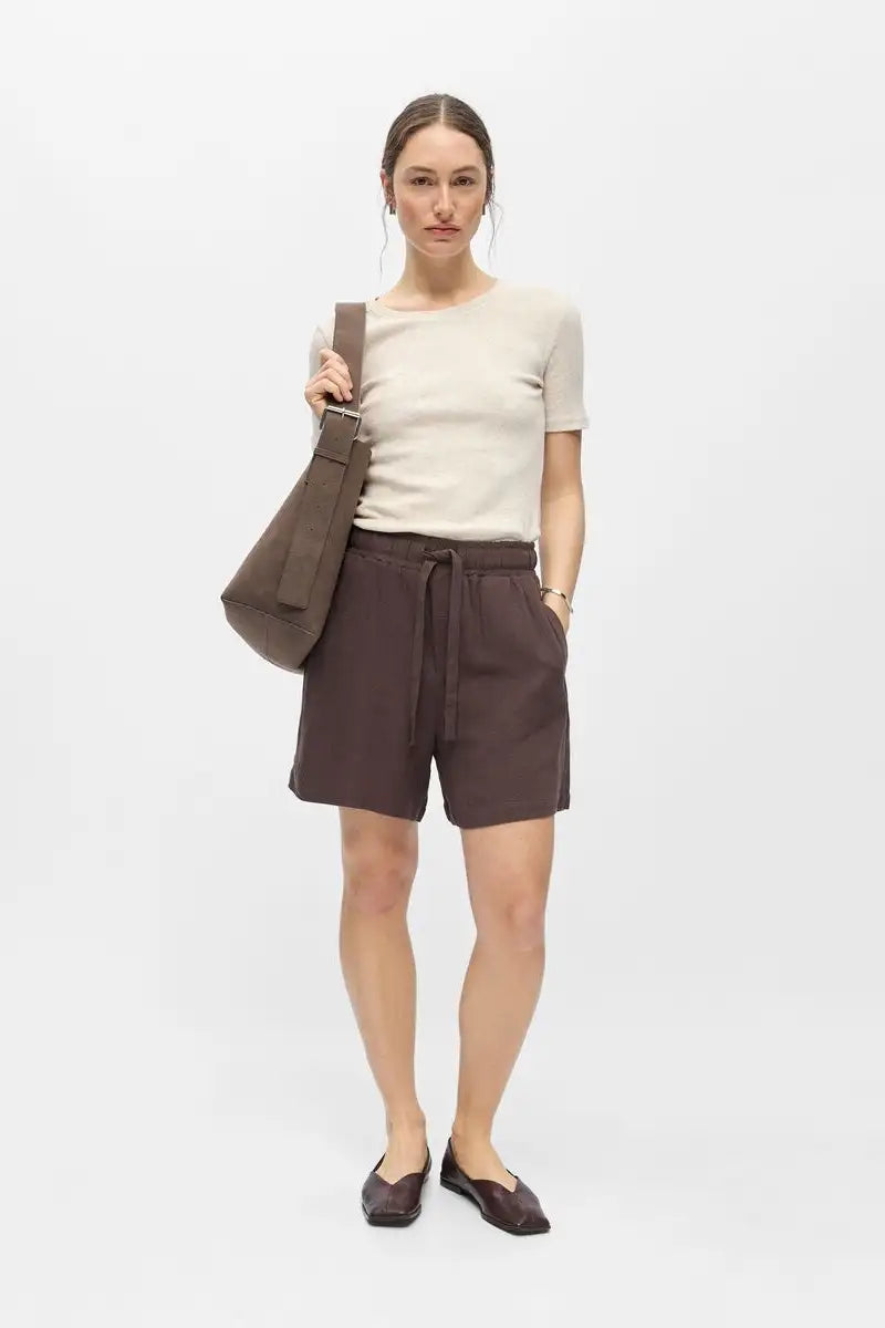 Object Sanne Seal Brown Shorts - The Mercantile London
