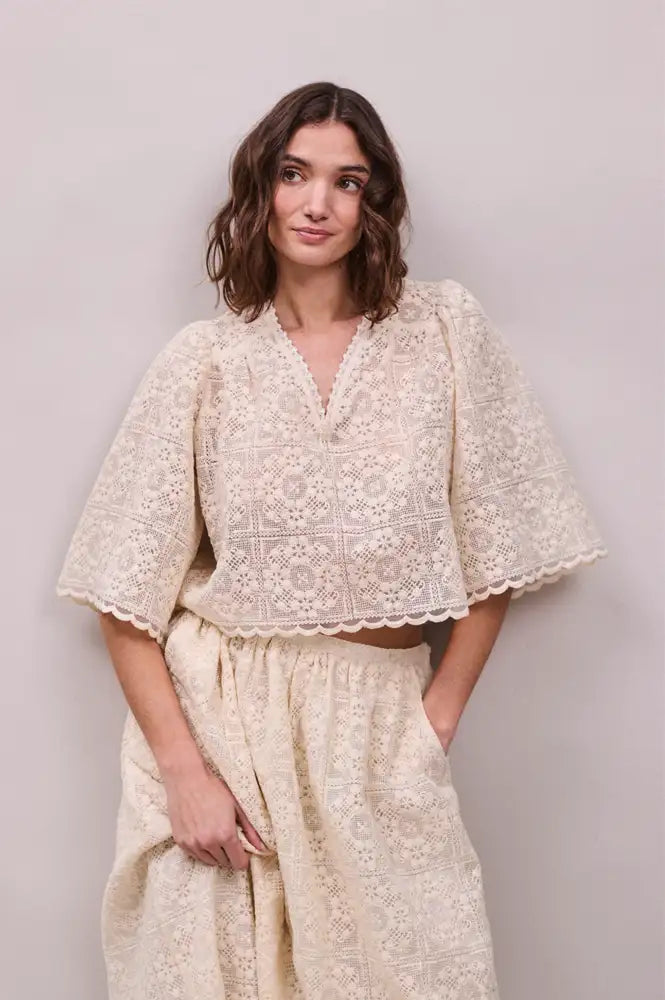 Faune Jean Oyster Lace Top - The Mercantile London
