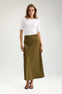 Numph Amelia Fir Green Midi Skirt
