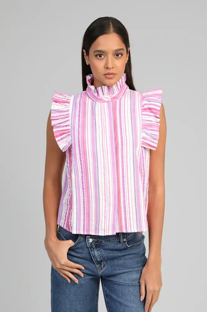 An'ge Selise Striped Ruffle Blouse - The Mercantile London