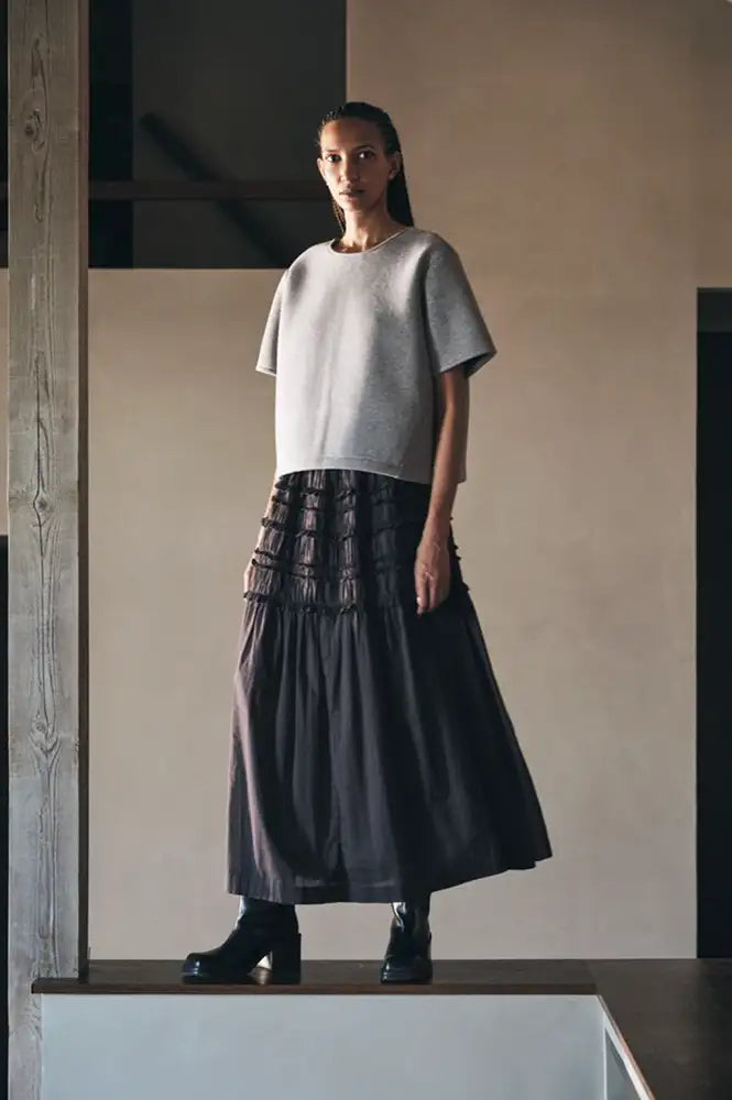 Rabens Saloner Aemla Liqourice Voile Frilled Skirt - The Mercantile London