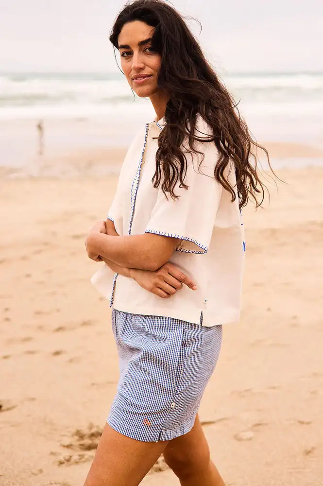 A.P Vichy Cobalt Gingham Shorts - The Mercantile London