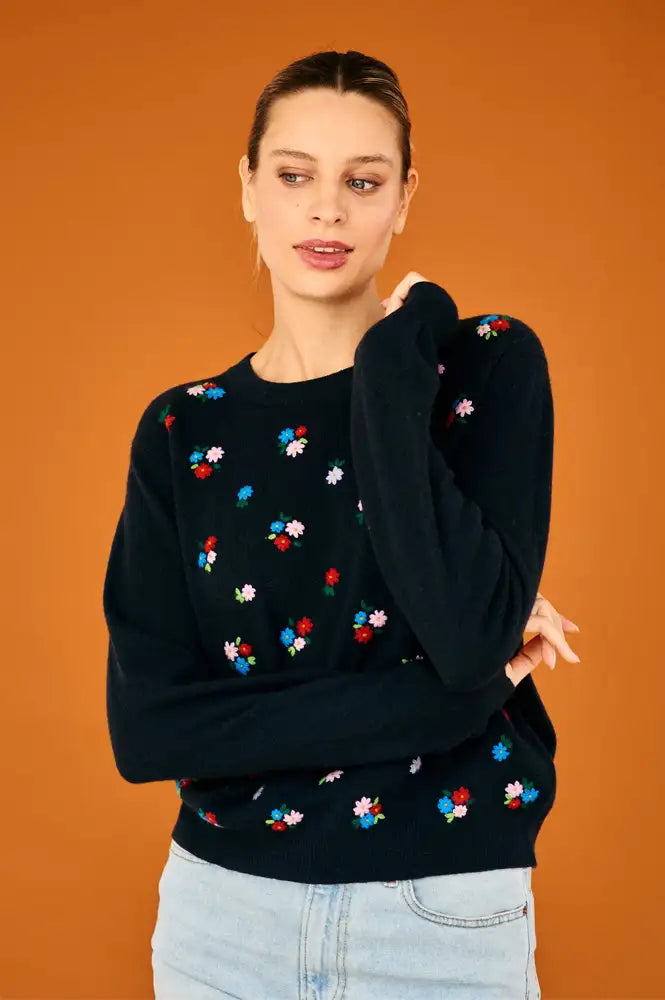 Jumper 1234 Ink Floral Embroidered Jumper