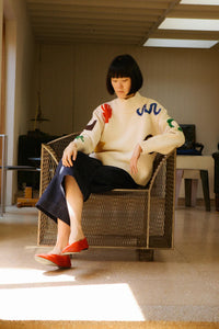 L.F. Markey Miro Intarsia Ecru Knitted Jumper