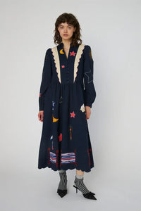 Stella Nova Navy Bead Embellished Midi Dress - The Mercantile London