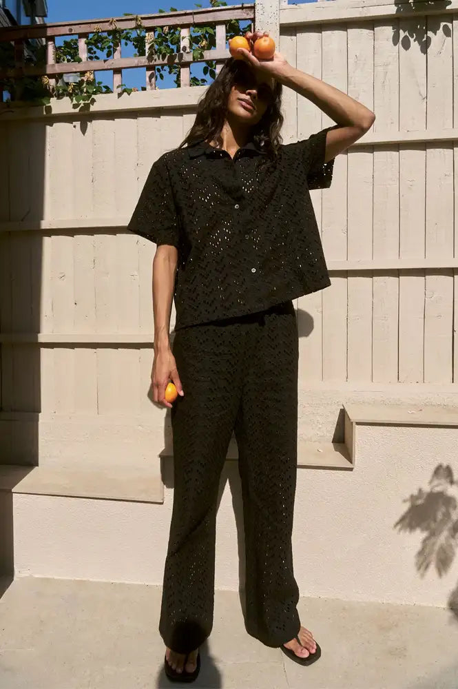 Komodo Khari Embroidered Black Trousers - The Mercantile London