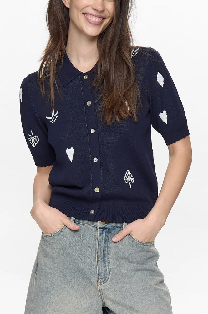 Numph Malitta Dark Sapphire Short-Sleeve Cardigan