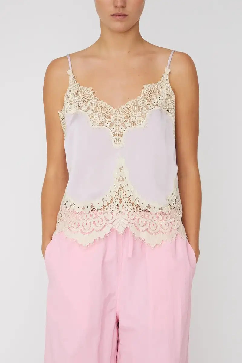 Stella Nova Light Purple Delicate Lace Top - The Mercantile London