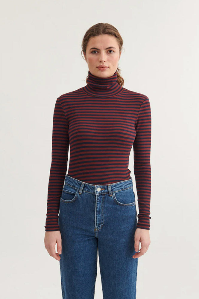 Basic Apparel Ludmilla Bordeaux and Sky Captain Top - The Mercantile London