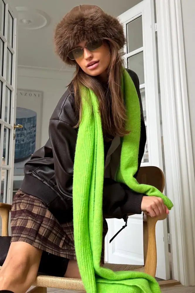 Numph Riette Jasmine Green Knitted Scarf