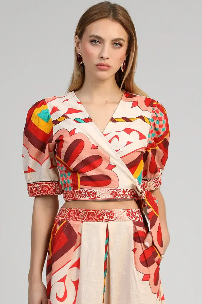 An'ge Sorinana Olio Ecru Wrap Top - The Mercantile London