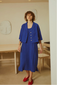 L.F. Markey Maxim Linen Cobalt Shirt - The Mercantile London