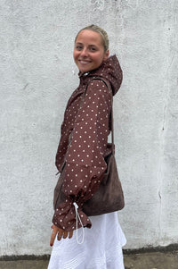 Ginny & Me Espresso Polka Dot Flared Waterproof Windbreaker - The Mercantile London