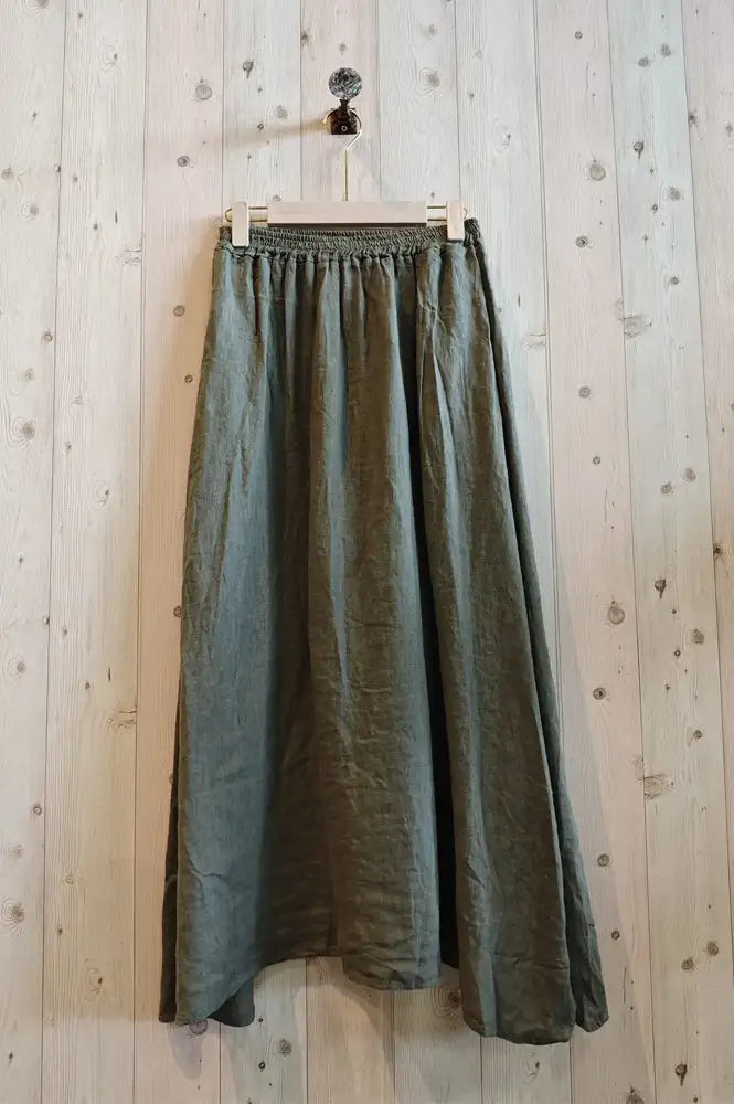 Linen & More Khaki Linen Skirt