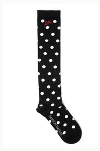 Damson Madder Black & Cream Knee High Polka Dot Socks
