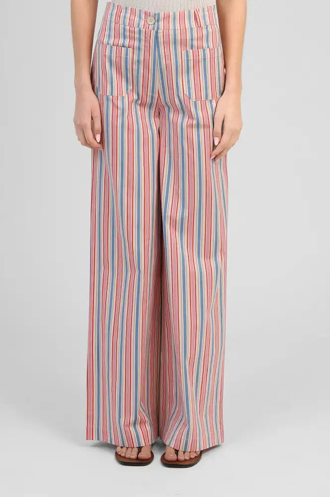 An'ge Rosina Indigo & Pink Striped Trousers - The Mercantile London