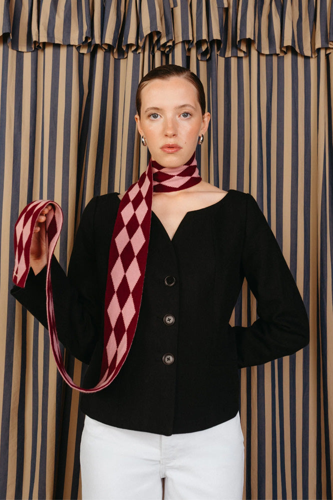 TBCo Burgundy Harlequin Skinny Scarf