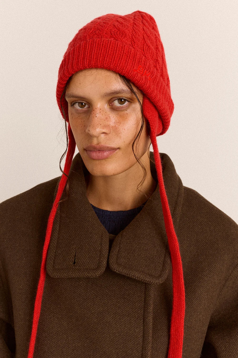 Damson Madder Turn Up Tie Red Beanie