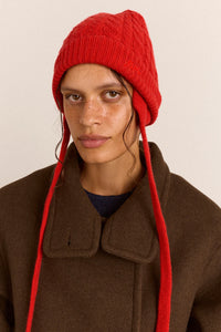 Damson Madder Turn Up Tie Red Beanie