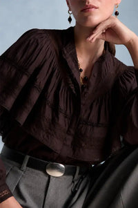 Petite Mendigote Milady Chocolate Ruffle Blouse