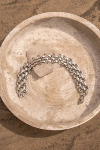 A Weathered Penny Knit Bracelet in Silver - The Mercantile London