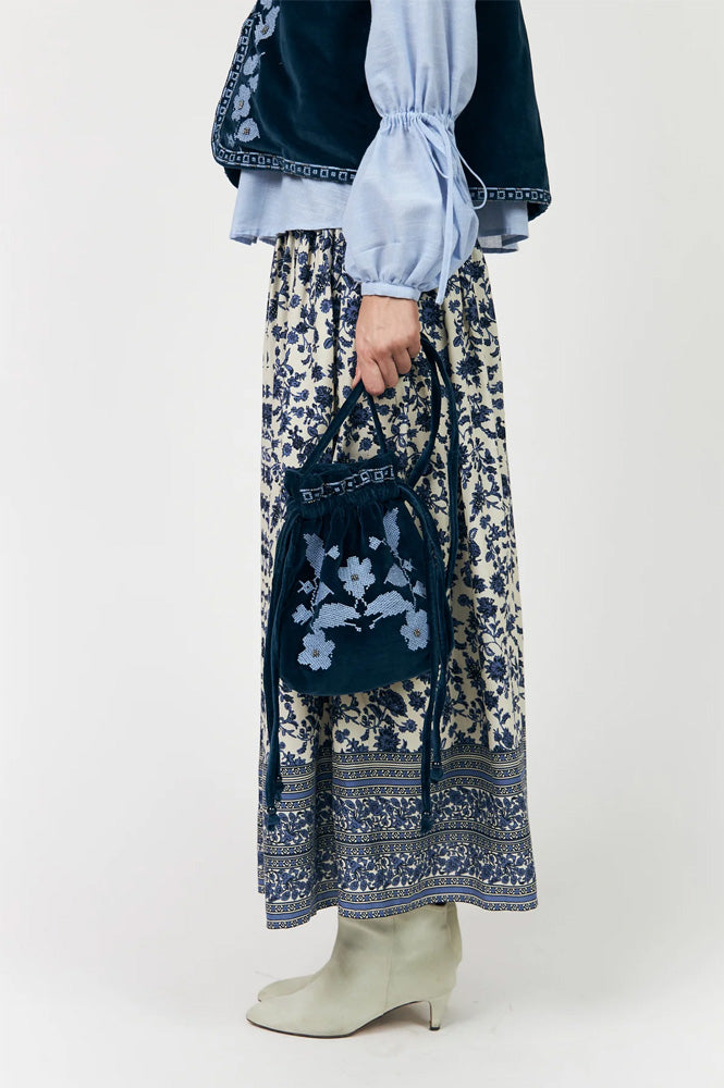 Lolly's Laundry Thelma Navy Drawstring Bag - The Mercantile London