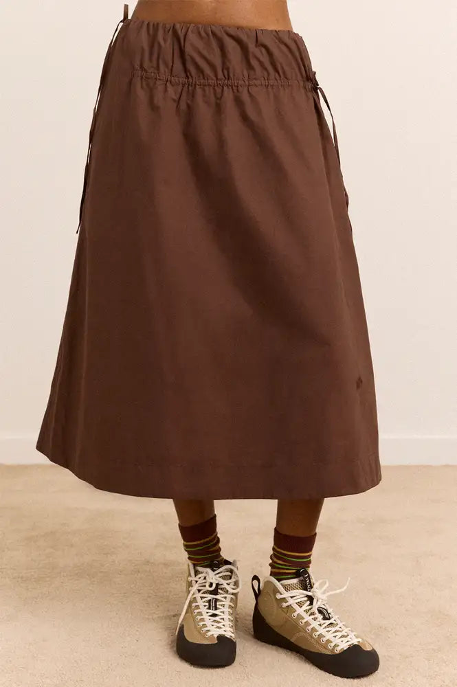 Damson Madder Caspia Chocolate Volume Midi Skirt