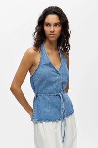 Object Fuller Sleeveless Denim Top - The Mercantile London