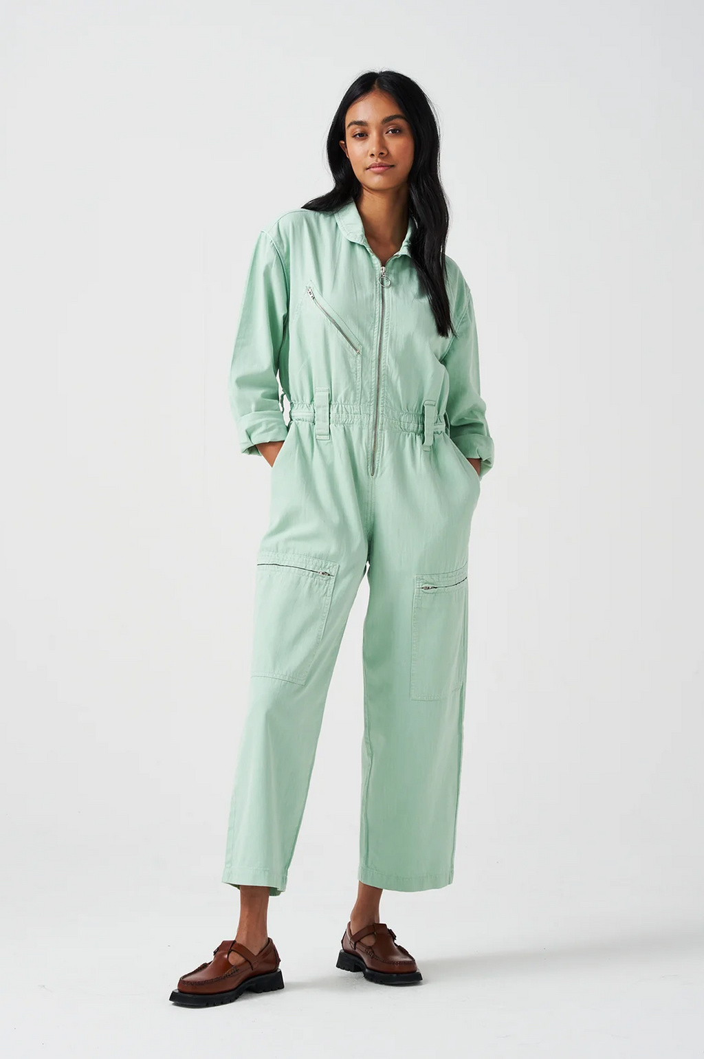 Seventy + Mochi Amelia All In One Washed Mint Jumpsuit