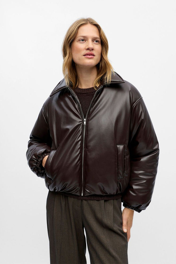 Object Cleo Seal Brown Cropped Puffer Jacket - The Mercantile London