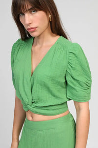 An'ge Sadouma Green Twisted Top - The Mercantile London